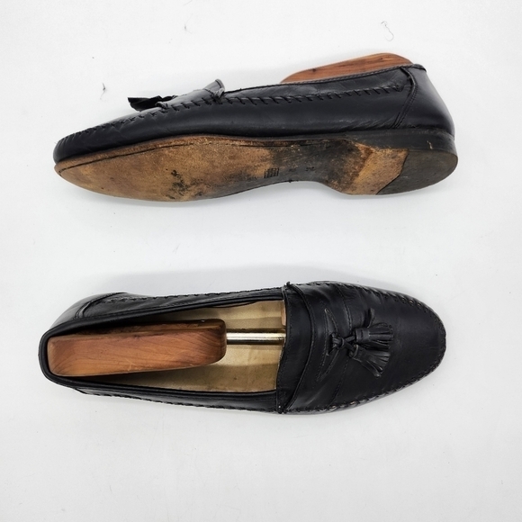 Bostonian Shoes Men 10 M Florentine Tassle Loafer Slip On Dress Black Leather - Picture 14 of 16
